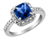 2.00 Carat (ctw) Lab-Created Blue Sapphire Ring 2 in Sterling Silver